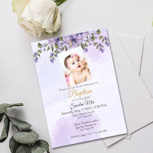 Convite Floral Purple Baptism
