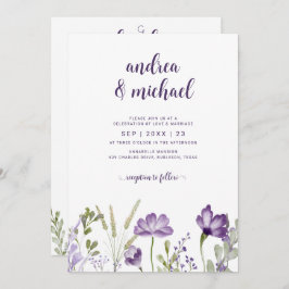 Convite Floral Purple com Detalhes de Volta