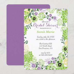Convite Floral Purple & Green Flower Wreath