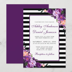 Convite Floral Purple Ultra Violet para Casamento 