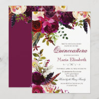 Convite Floral Quinceanera
