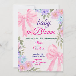 Convite Floral Rosa Baby In Bloom