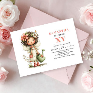 Convite Floral Rosa de Aniversário de 3 anos da Me