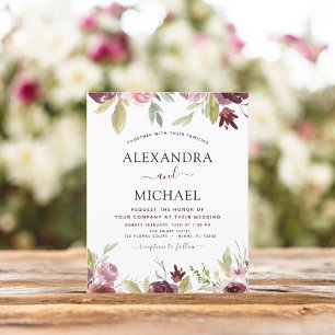 Convite Floral Rosa de Casamento de Orçamento