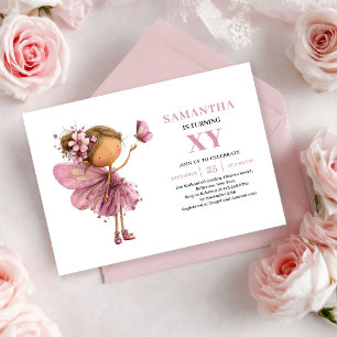 Convite Floral Rosa Dourado Aniversário Menina Fad