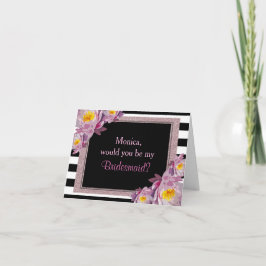 Convite Floral Rosa Glitter será minha dama de honra?