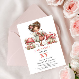 Convite Floral Rosa para o 4º Aniversário da Princ