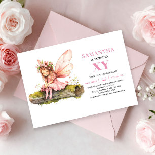 Convite Floral Rosa para o 5º Aniversário da Menin