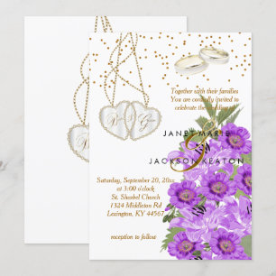 Convite floral roxo do casamento da lavanda