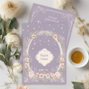 Convite Floral Roxo e Rosa Claro Caprichoso