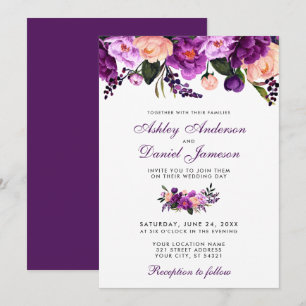 Convite floral roxo ultravioleta picosegundo do