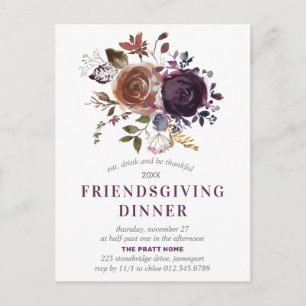 Convite Floral Russo Bo Purple para Amizade