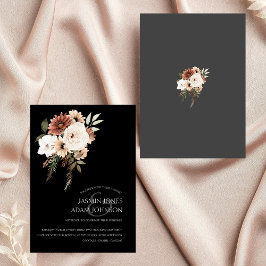 Convite Floral Rustic Black and Peach