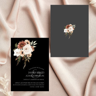 Convite Floral Rustic Black and Peach