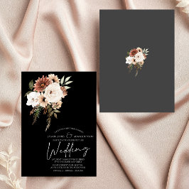 Convite Floral Rustic Black and Peach