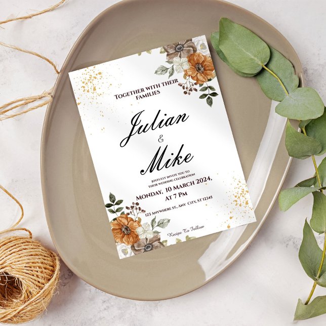 Convite Floral Rustic Fall (Criador carregado)