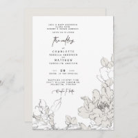 Convite Floral Simples De Casamento Com Lápis