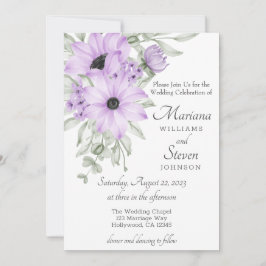Convite Floral Simples Elegante De Aquarela Purple