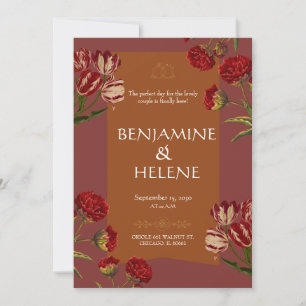 Convite Floral Vermelho Borgonha