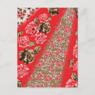 Convite Floral Vermelho Celebração Vintage Elega