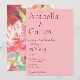 Convite Floral Vibrante Rosa Escuro
