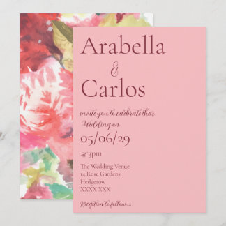 Convite Floral Vibrante Rosa Escuro
