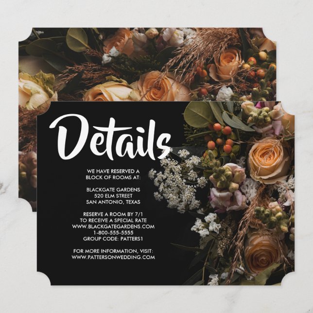 Convite Floral Vintage Escuro (Frente/Verso)