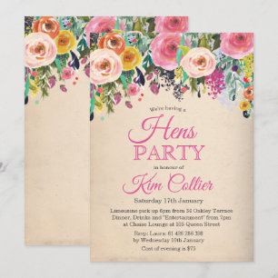 Convite Floral Vintage Festa das Galinhas