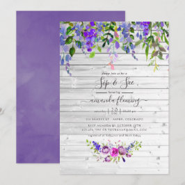 Convite Floral Violeta Aquarela Rústica para Beber