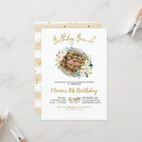 Convite Floral Waffle Birthday Brunch