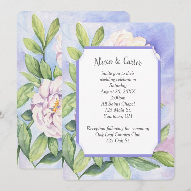 Convite Floral Watercolor (Frente/Verso)