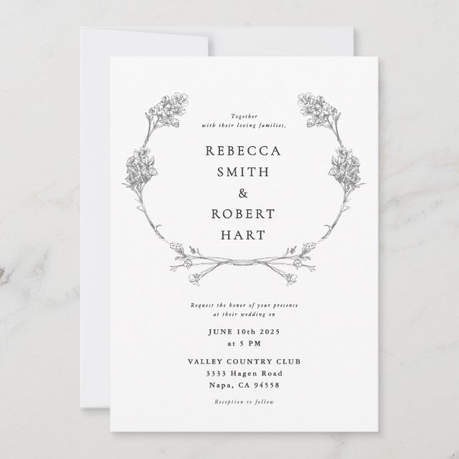 Convite Floral Wreath 02 (Frente)