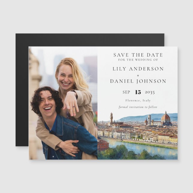 Convite Florence Wedding Photo Save The Date (Frente/Verso)