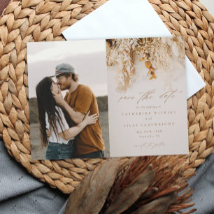 Convite Flores de Outono Boho Foto Casamento Salvar a Data