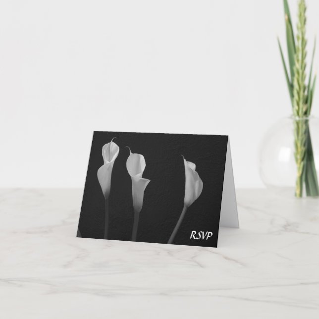 Convite Flores preto e branco RSVP (Frente)