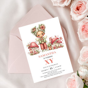 Convite Flores Rosadas de Aniversário de 4 anos da