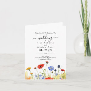 Convite Flores Selvagens da Primavera em um Casamento no P