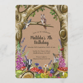 Convite Florestal de Aniversário para Animais da F