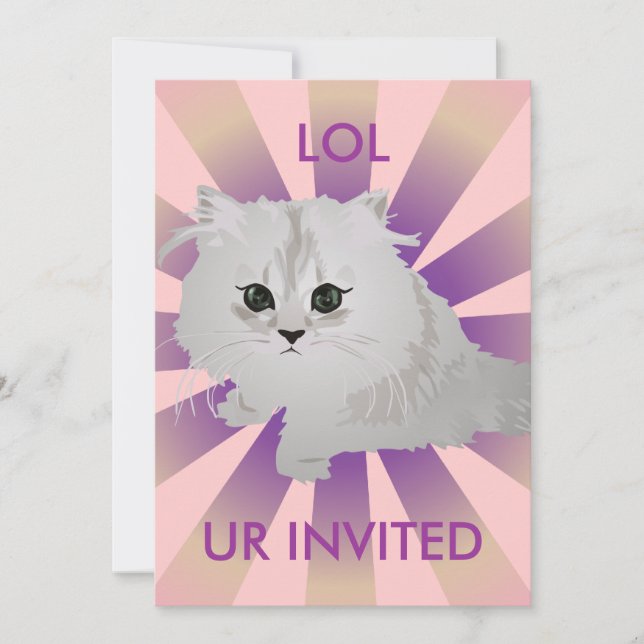 Convite Fluffy Kitten (Frente)
