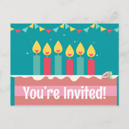 Convite fofo de aniversário cartões-postais