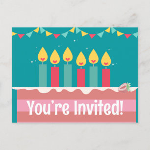 Convite fofo de aniversário cartões-postais
