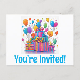 Convite fofo de aniversário cartões-postais