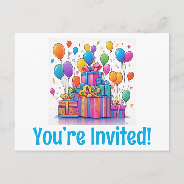 Convite fofo de aniversário cartões-postais (Frente)