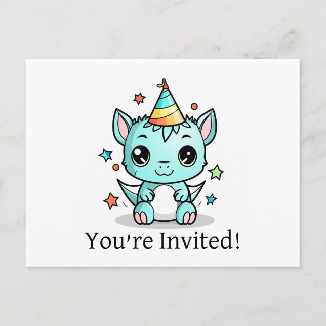 Convite fofo de aniversário cartões-postais felize (Frente)