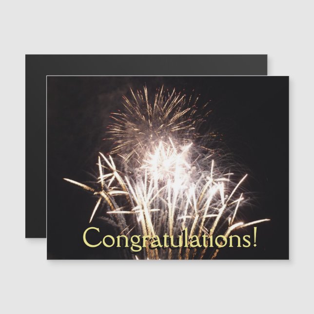 Convite Fogos de artifício brancos e Dourados I Celebração (Frente/Verso)