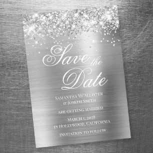Convite Folha de Prata da Glittery Salve a Data