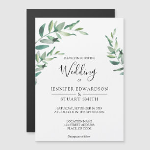 Convite Folhas de aquarela botânica Elegante Casamento