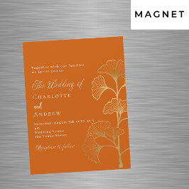 Convite Folhas de ginkgo caseiro queimadas de ouro laranja