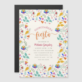 Convite Folk Art Mexicano Floral Quinceañera Fiesta
