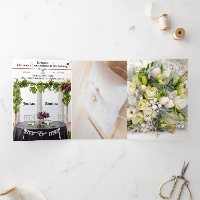 Convite Foral & Elegante para Casamento (Dentro)